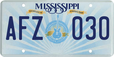 MS license plate AFZ030