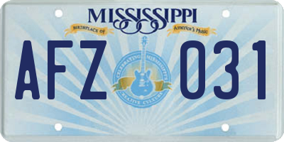 MS license plate AFZ031