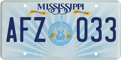 MS license plate AFZ033