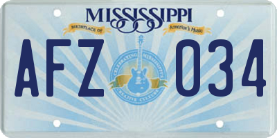 MS license plate AFZ034