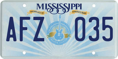 MS license plate AFZ035