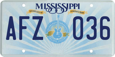 MS license plate AFZ036