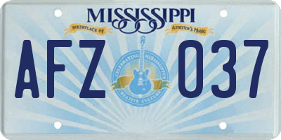MS license plate AFZ037