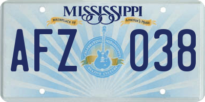 MS license plate AFZ038