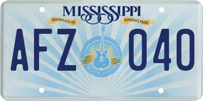 MS license plate AFZ040