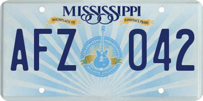 MS license plate AFZ042