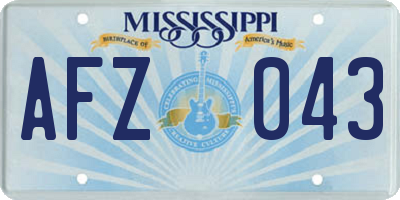 MS license plate AFZ043