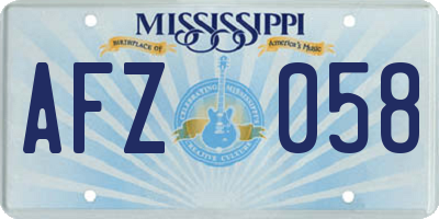 MS license plate AFZ058