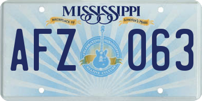 MS license plate AFZ063