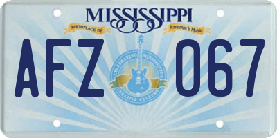 MS license plate AFZ067