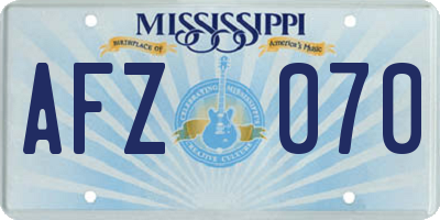 MS license plate AFZ070
