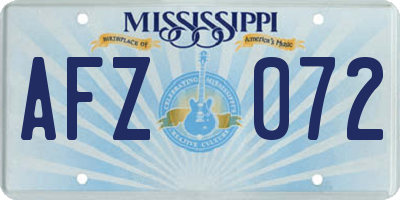 MS license plate AFZ072