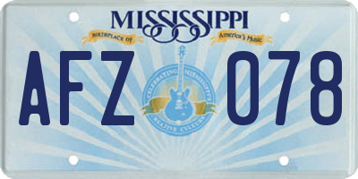 MS license plate AFZ078