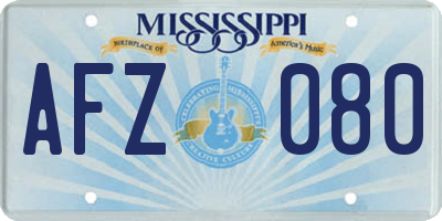 MS license plate AFZ080