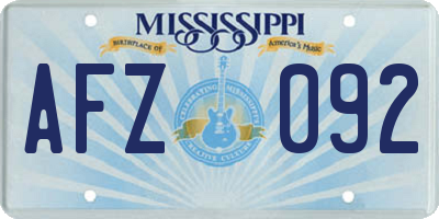 MS license plate AFZ092