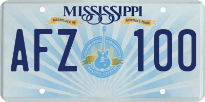 MS license plate AFZ100
