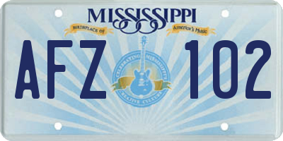 MS license plate AFZ102