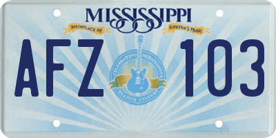 MS license plate AFZ103