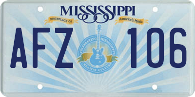 MS license plate AFZ106