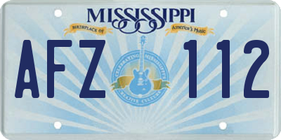 MS license plate AFZ112