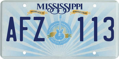 MS license plate AFZ113