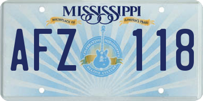 MS license plate AFZ118