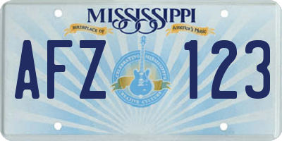 MS license plate AFZ123