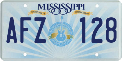MS license plate AFZ128
