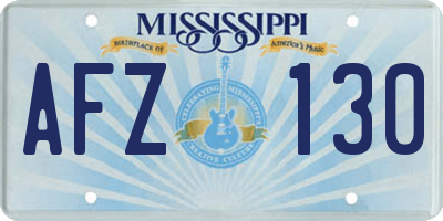 MS license plate AFZ130