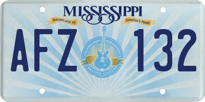 MS license plate AFZ132
