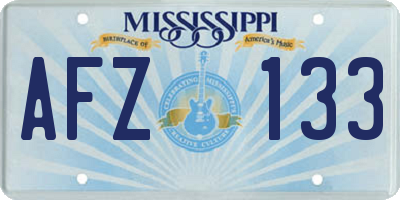 MS license plate AFZ133
