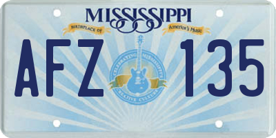 MS license plate AFZ135