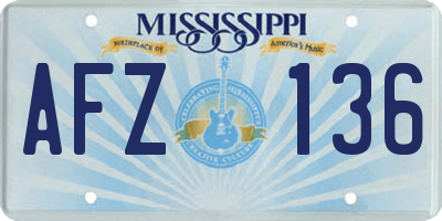 MS license plate AFZ136
