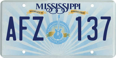 MS license plate AFZ137