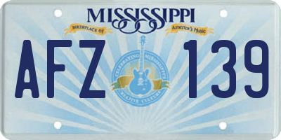 MS license plate AFZ139