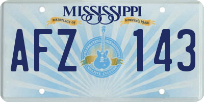 MS license plate AFZ143