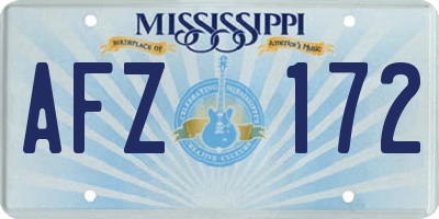 MS license plate AFZ172