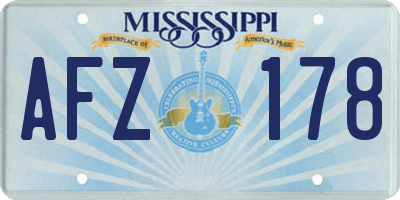 MS license plate AFZ178