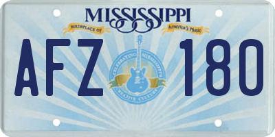 MS license plate AFZ180