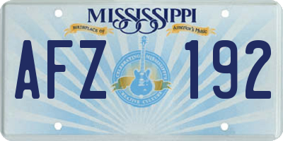MS license plate AFZ192