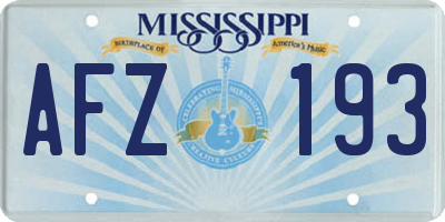 MS license plate AFZ193