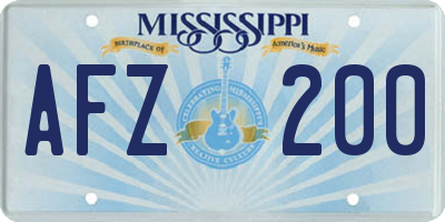 MS license plate AFZ200