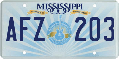 MS license plate AFZ203