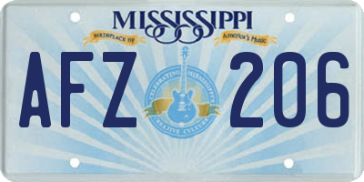 MS license plate AFZ206