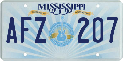 MS license plate AFZ207