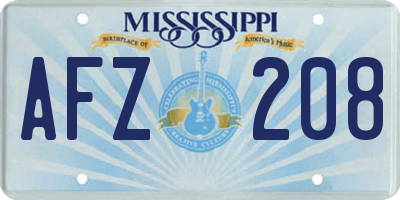 MS license plate AFZ208