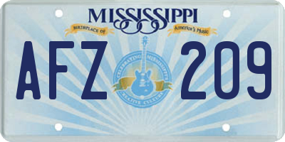 MS license plate AFZ209