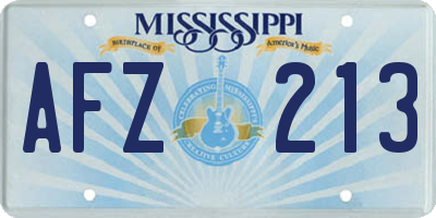 MS license plate AFZ213