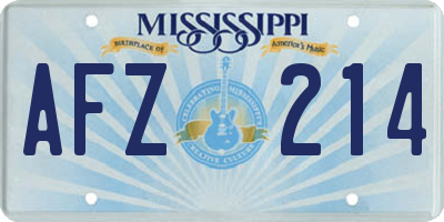 MS license plate AFZ214
