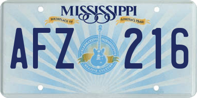 MS license plate AFZ216